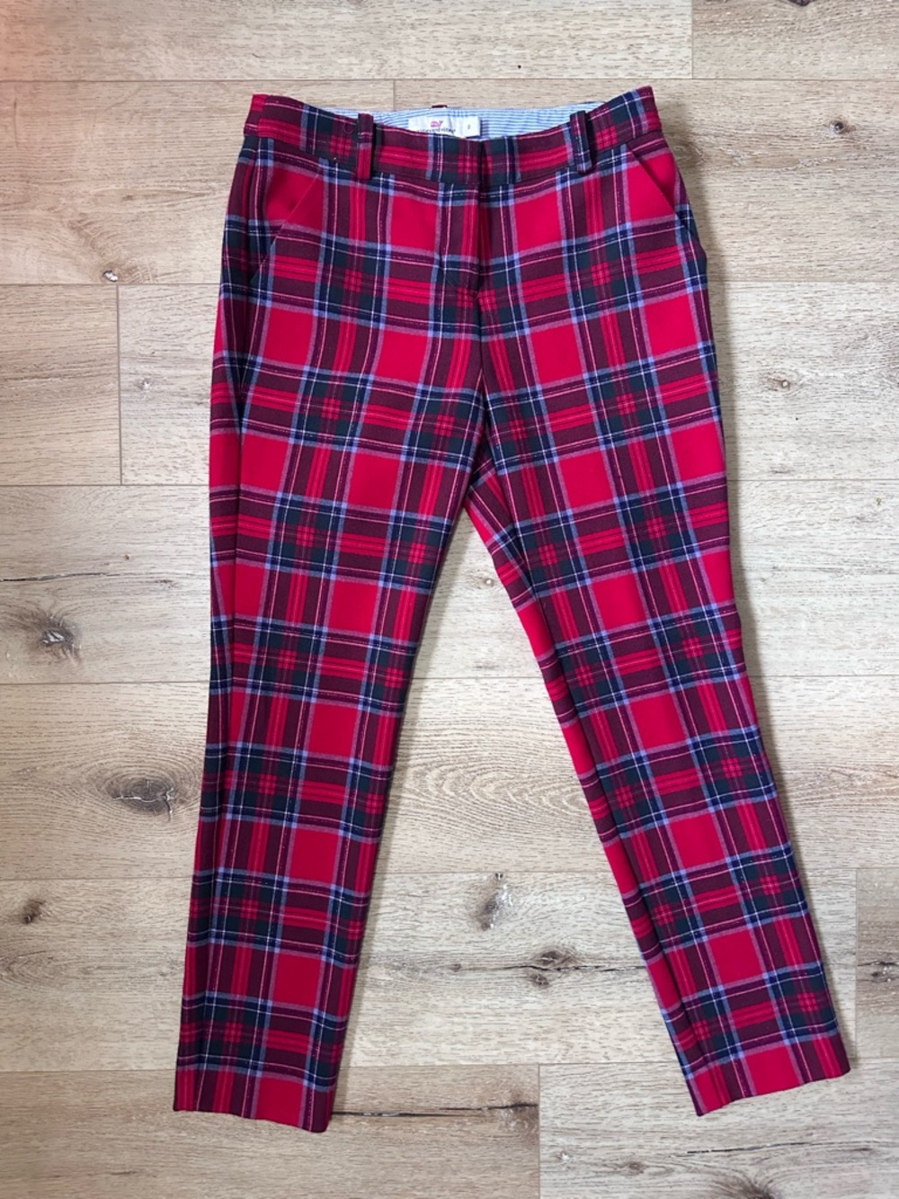 Vineyard Vines Red Tartan Plaid Slim Pants